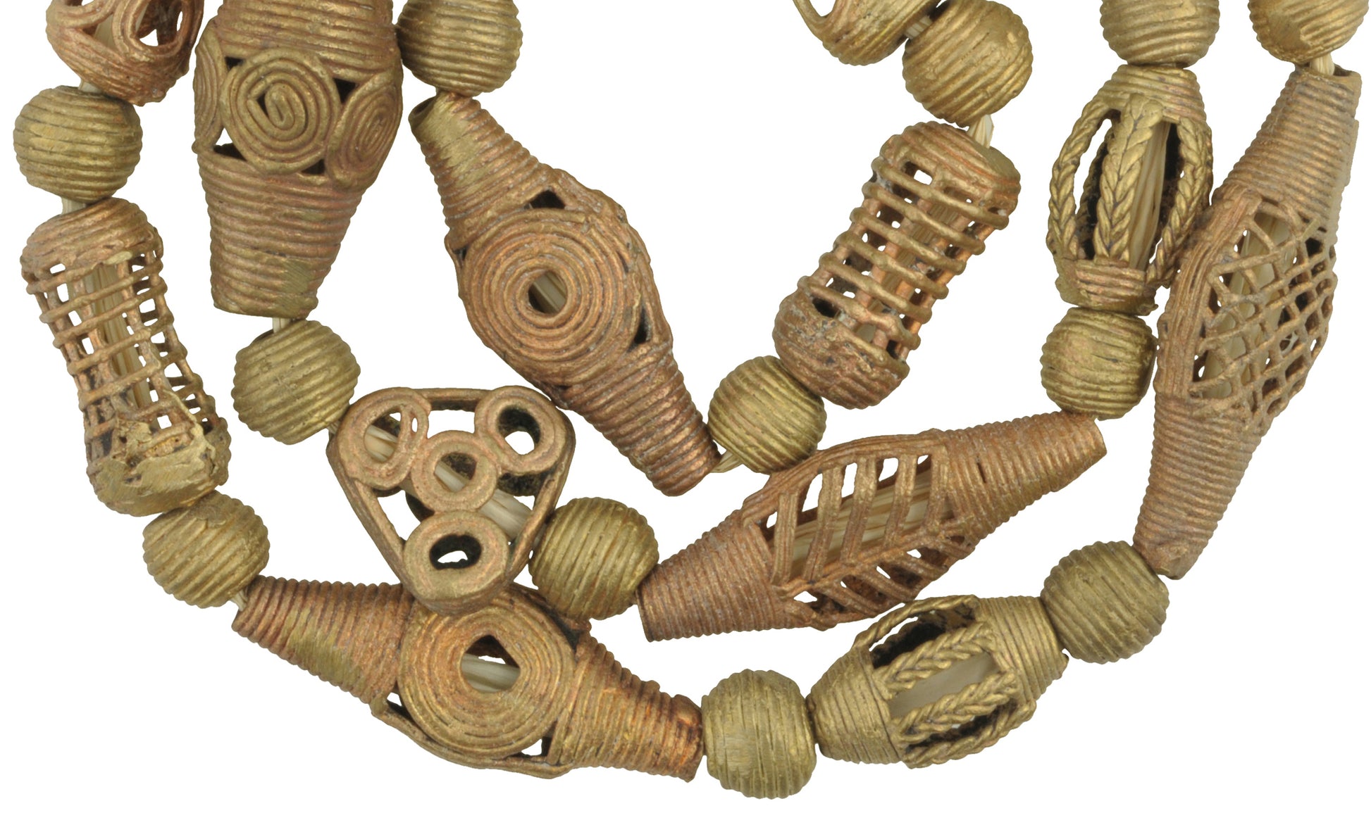 African Brass Beads From Ghana, Handmade Using Lost Wax Technique - close-up