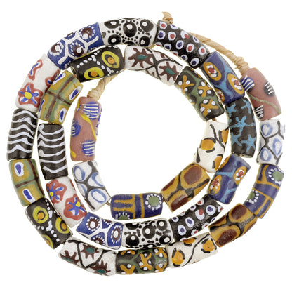 African Trade Beads - Fancy Powder Glass Beads From Ghana, 10-11Mm