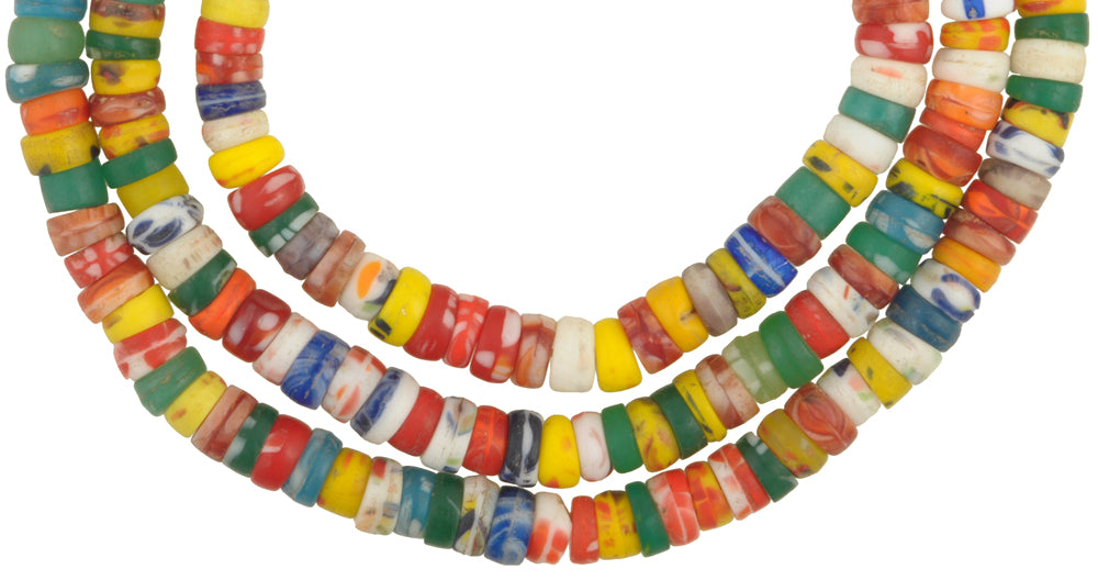 Vintage African Trade Beads, Bohemian Molded Czech Glass, 7Mm - alternate view