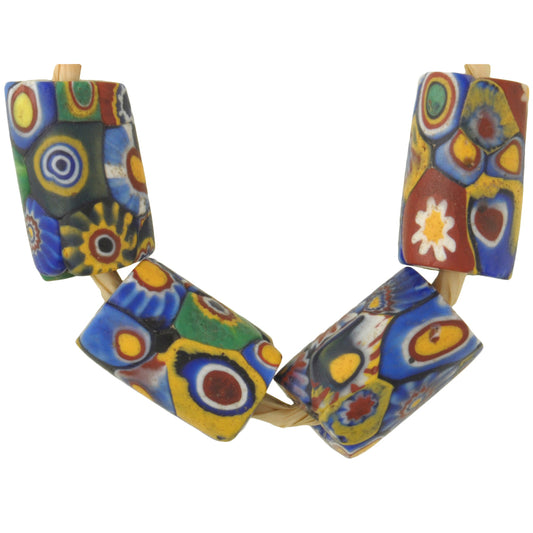 Antique Multimurrine Millefiori Venetian Mosaic Glass Trade Beads, 14-16Mm
