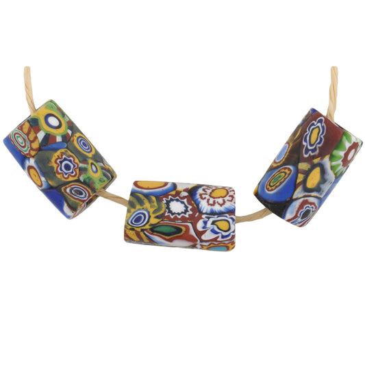 Antique Multimurrine Millefiori African Trade Beads, 16-17Mm