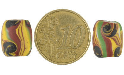 Rare Antique Oval "Fancy" Venetian Wound Glass Trade Beads, 13X10Mm - alternate view