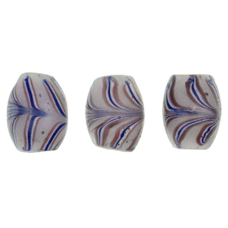 Antique Oval Feather Venetian Lampwork Glass Trade Beads 11-12Mm