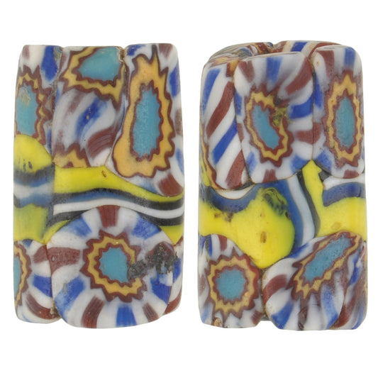 Rare Antique Venetian Banded Millefiori Mosaic Glass Trade Beads - 16-17Mm