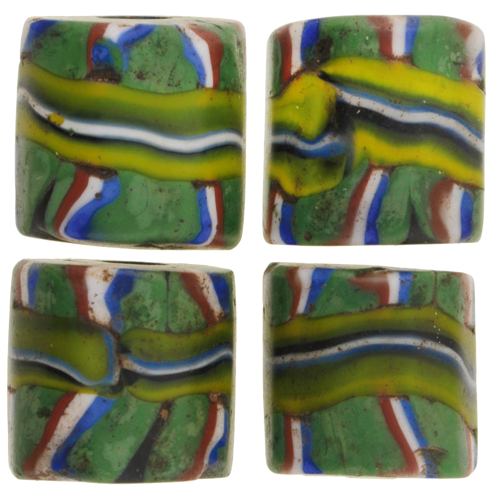 Rare Antique Banded Millefiori Venetian Mosaic Glass Trade Beads