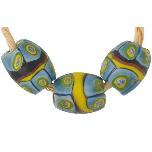 Antique Banded Oval Millefiori Venetian Mosaic Beads - African Trade Beads