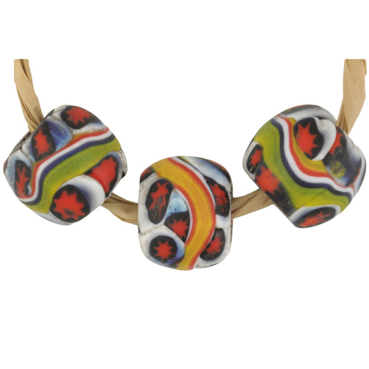 Rare Antique Banded Venetian Millefiori Mosaic Trade Beads 12Mm