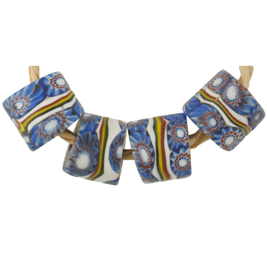 Antique Banded Venetian Millefiori Mosaic Glass Trade Beads, 12Mm