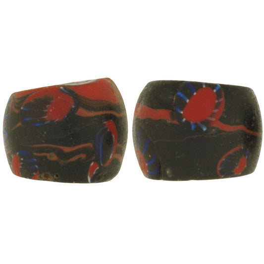 Rare Large Antique Venetian Millefiori Mosaic Glass Trade Beads, 15X12Mm