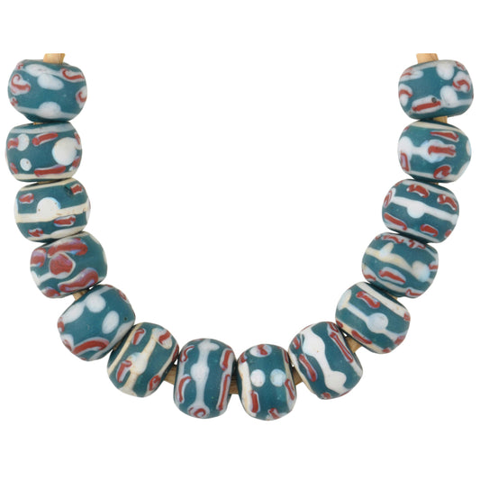 Antique Fancy Venetian Lampwork African Trade Beads 9X6Mm