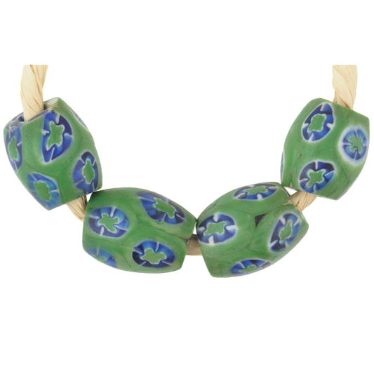 Antique Oval Venetian Millefiori African Trade Beads, Mosaic Glass