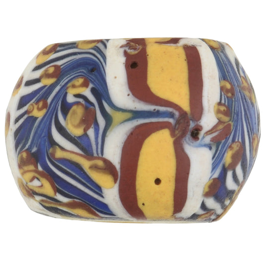 Rare Antique Bicone King Venetian Wound Glass Trade Bead, 17X11Mm