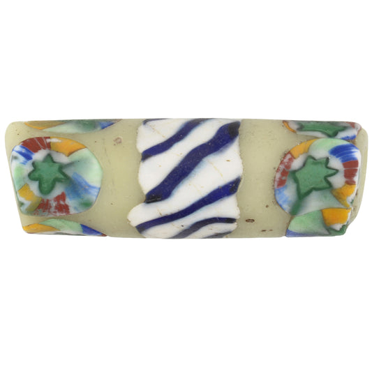 Rare Antique Banded Millefiori Venetian Mosaic Trade Bead 33X10Mm