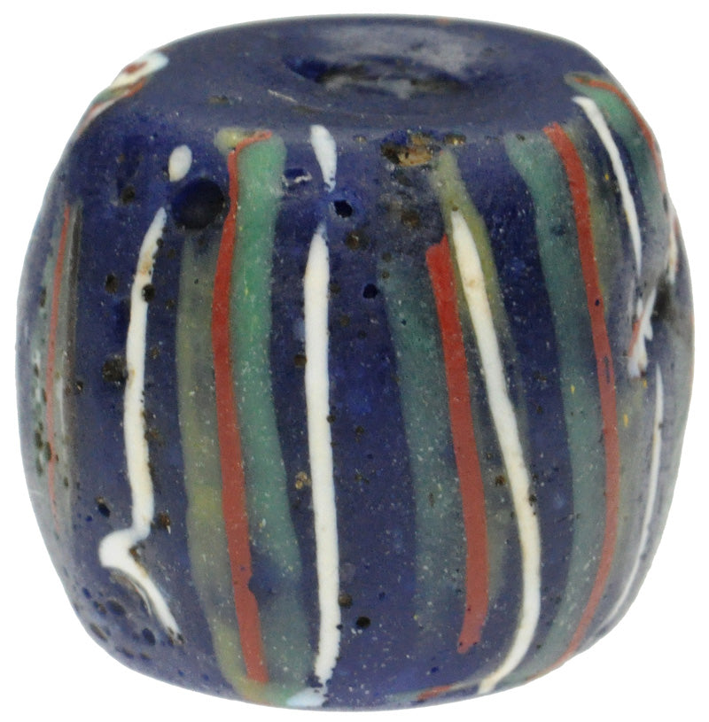 Rare Antique Venetian Fancy Glass Trade Bead With Trail Decoration - 17X14Mm - close-up