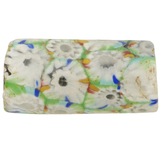 Rare Antique Large Venetian Millefiori Mosaic Glass Trade Bead, 23X11Mm