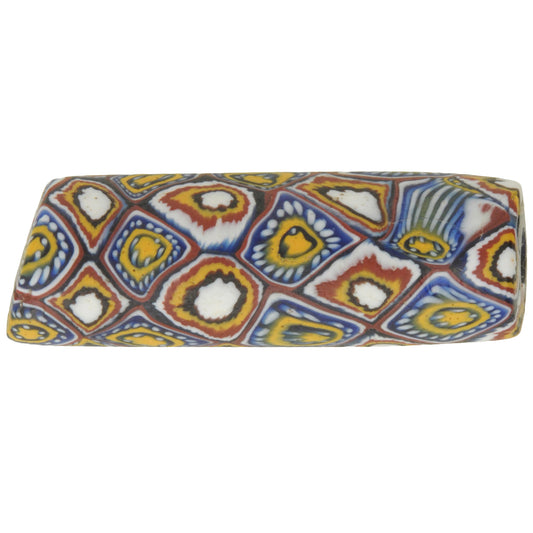 Rare Large Antique Millefiori Mosaic Glass Trade Bead, 41X13Mm
