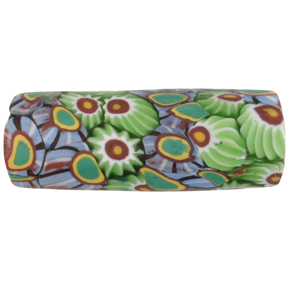 Rare Large Antique Millefiori Mosaic Glass Trade Bead, 36X13Mm