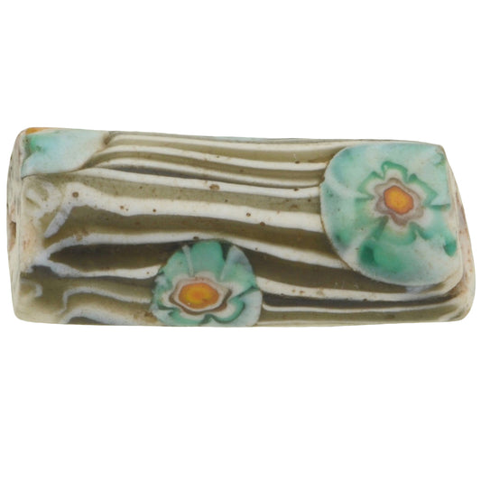 Rare Antique Venetian Millefiori Glass Trade Bead - 24 X 11 Mm Mosaic Bead