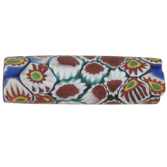 Rare Large Antique Venetian Millefiori Mosaic Glass Trade Bead - close-up
