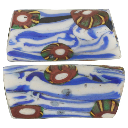 Antique Venetian Millefiori Mosaic Glass Trade Beads, Rare Matching Pair