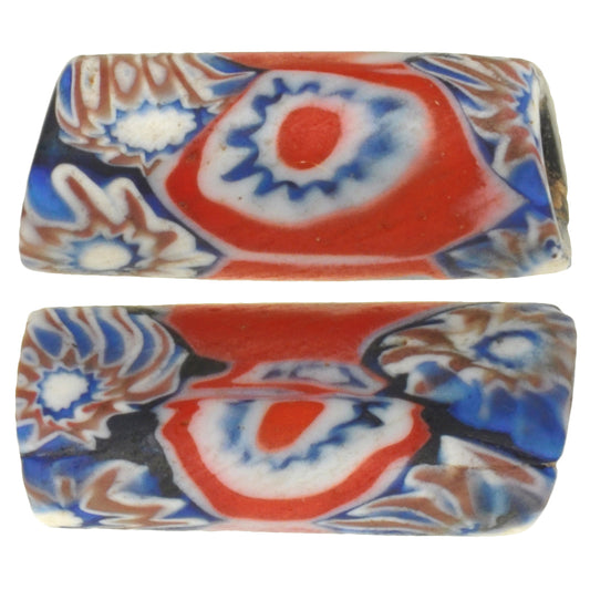 Rare Antique Venetian Millefiori Mosaic Glass Trade Beads, 20Mm Pair