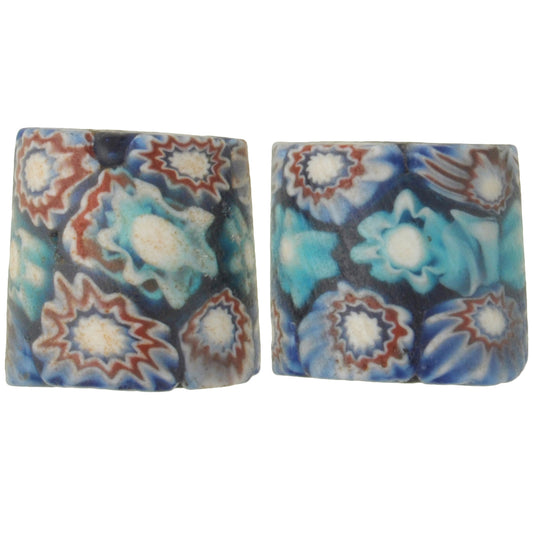 Rare Antique Venetian Millefiori Mosaic Trade Beads - African Trade Pair