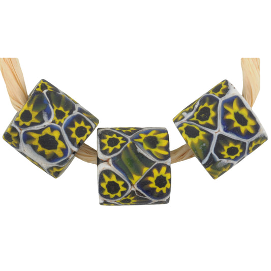 Rare Antique Venetian Millefiori Mosaic Glass Trade Beads - 12Mm