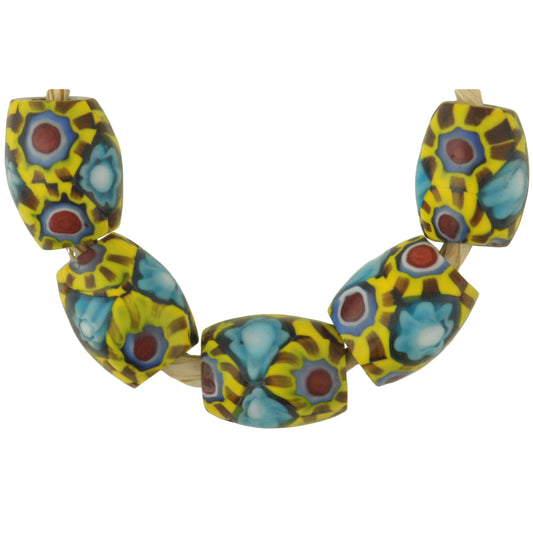 Rare Antique Large Oval Millefiori African Trade Beads - Mosaic Glass