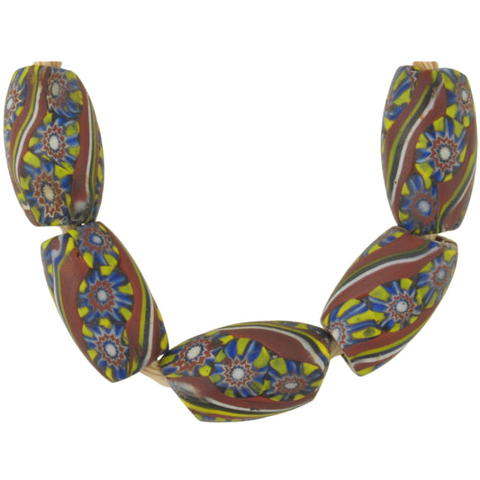 Antique Oval Venetian Millefiori Mosaic Trade Beads - African Trade Beads