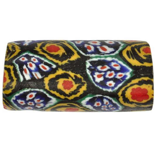 Rare Peacock Antique Venetian Millefiori Glass Trade Bead, 23X10Mm