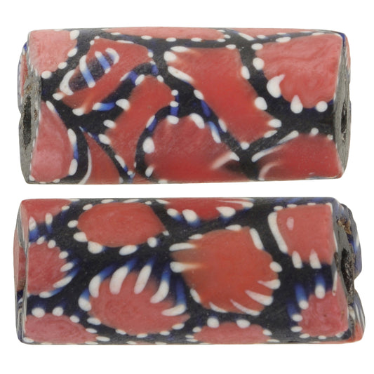 Rare Antique Venetian Millefiori Mosaic Glass Trade Beads - Matching Pair