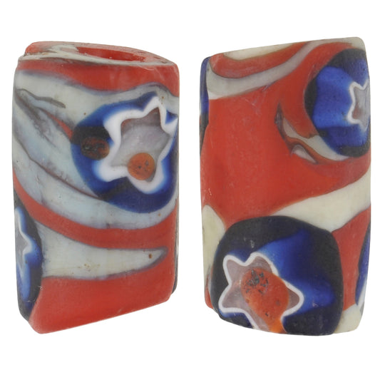 Rare Antique Venetian Millefiori Trade Beads, African Mosaic Beads 15X9Mm