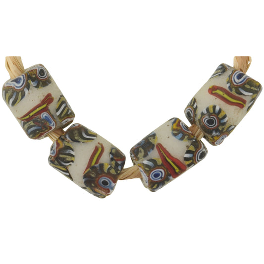 Antique Venetian Millefiori Glass Trade Beads, African Mosaic Beads 12-13Mm