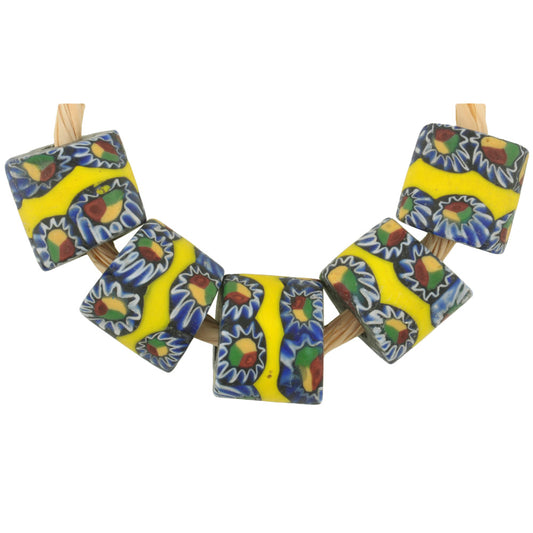 Rare Antique Banded Venetian Millefiori Mosaic Glass Trade Beads 12-13Mm