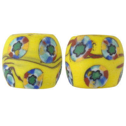 Rare Antique Round Venetian Millefiori Mosaic Beads 15X13Mm, African Trade