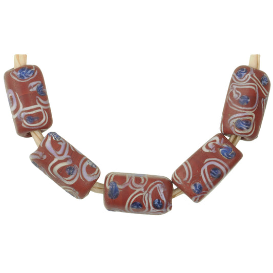 Antique Rectangular Brick Eye Venetian Lampwork Glass Trade Beads - 1800S