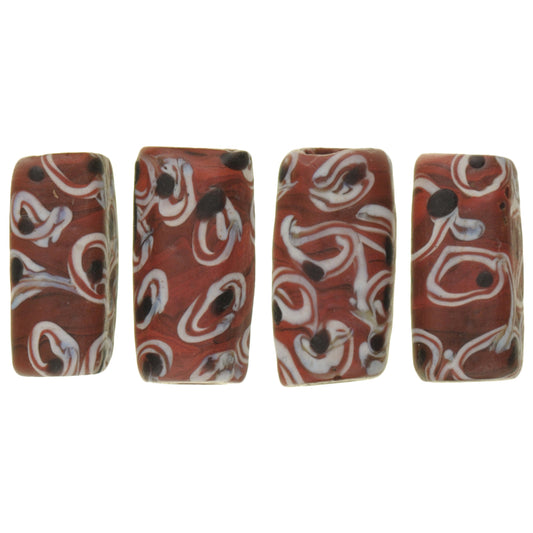 Antique Rectangular Fancy Eye Venetian Wound Glass Trade Beads - African Trade