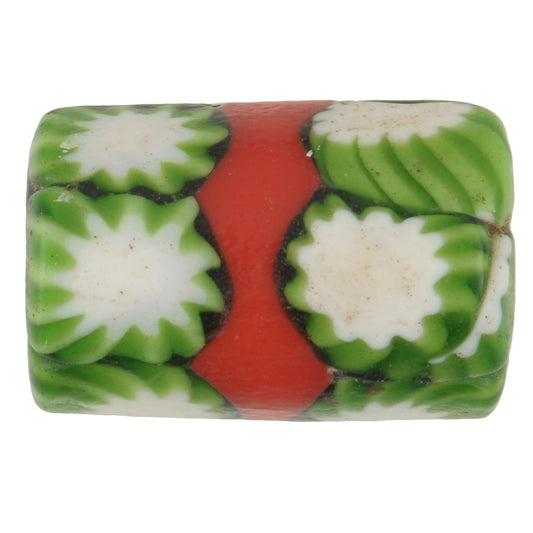 Antique Red Banded Venetian Millefiori Trade Bead 18X11Mm