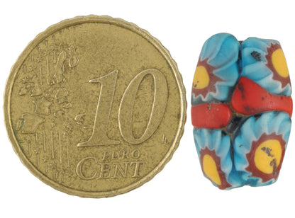 Antique Red Banded Oval Millefiori Venetian Glass Trade Bead - 17X11Mm - alternate view