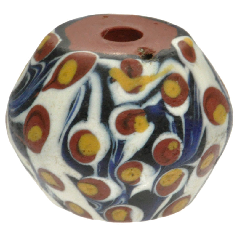 Rare Antique Bicone Venetian Lampwork Glass Trade Bead With Trail Decoration