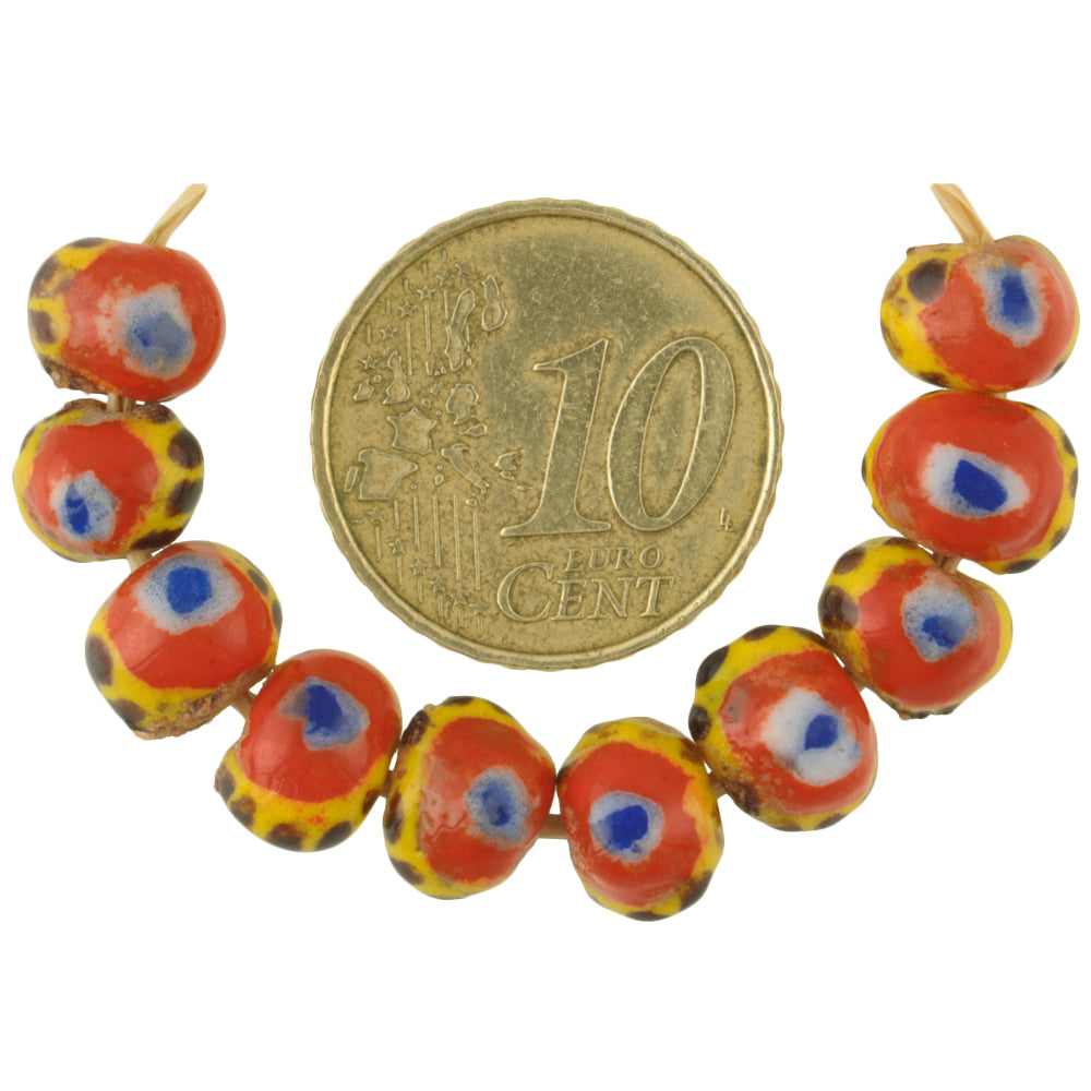 Rare Round Polychrome Kiffa Beads - Handmade Mauritanian Beads