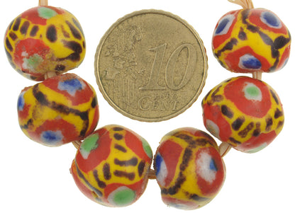 Large Round Polychrome Kiffa Beads - Handmade Mauritanian Beads - alternate view
