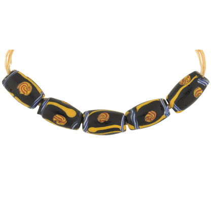 Antique Black Fancy Venetian Lampwork Glass Trade Beads 11-12Mm