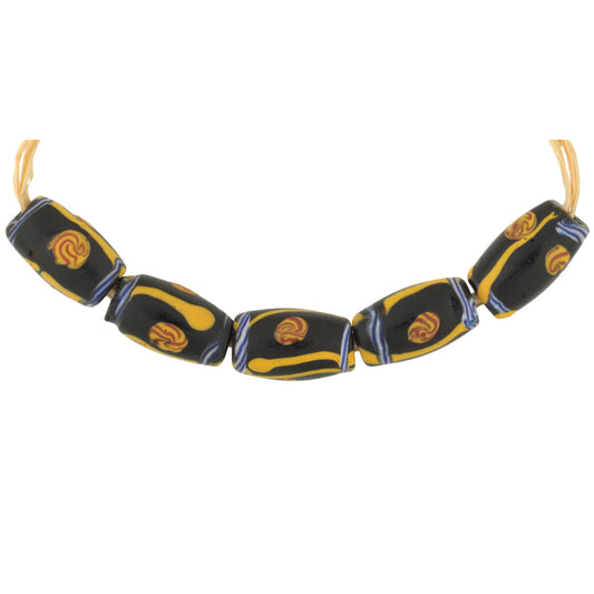Antique Black Fancy Venetian Lampwork Glass Trade Beads 11-12Mm