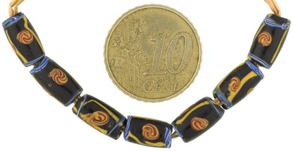 Beautiful Antique Black Venetian Fancy Wound Glass Trade Beads - alternate view