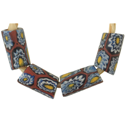 Antique Venetian Millefiori Mosaic Glass Trade Beads, 13Mm, African Trade