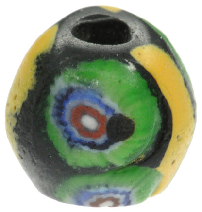 Rare Antique Black Bicone Venetian Trade Bead With Murrine & Trail Decoration - alternate view