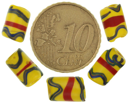 Antique Venetian Fancy Yellow Lampwork Trade Beads, 9-10Mm, African Trade - alternate view