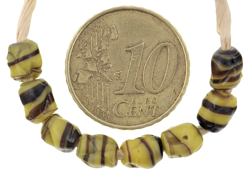 Antique Yellow "Fancy" African Trade Beads, 5Mm, Venetian Lampwork - alternate view