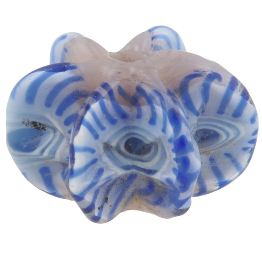 Antique Star Millefiori Mosaic Glass Trade Bead, Large 17X12Mm